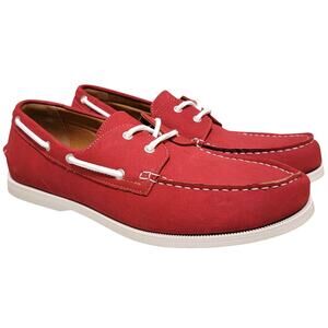 Club Room Men Elliot 2-Eye Casual Boat Shoes Size US 11M Red Faux Leather